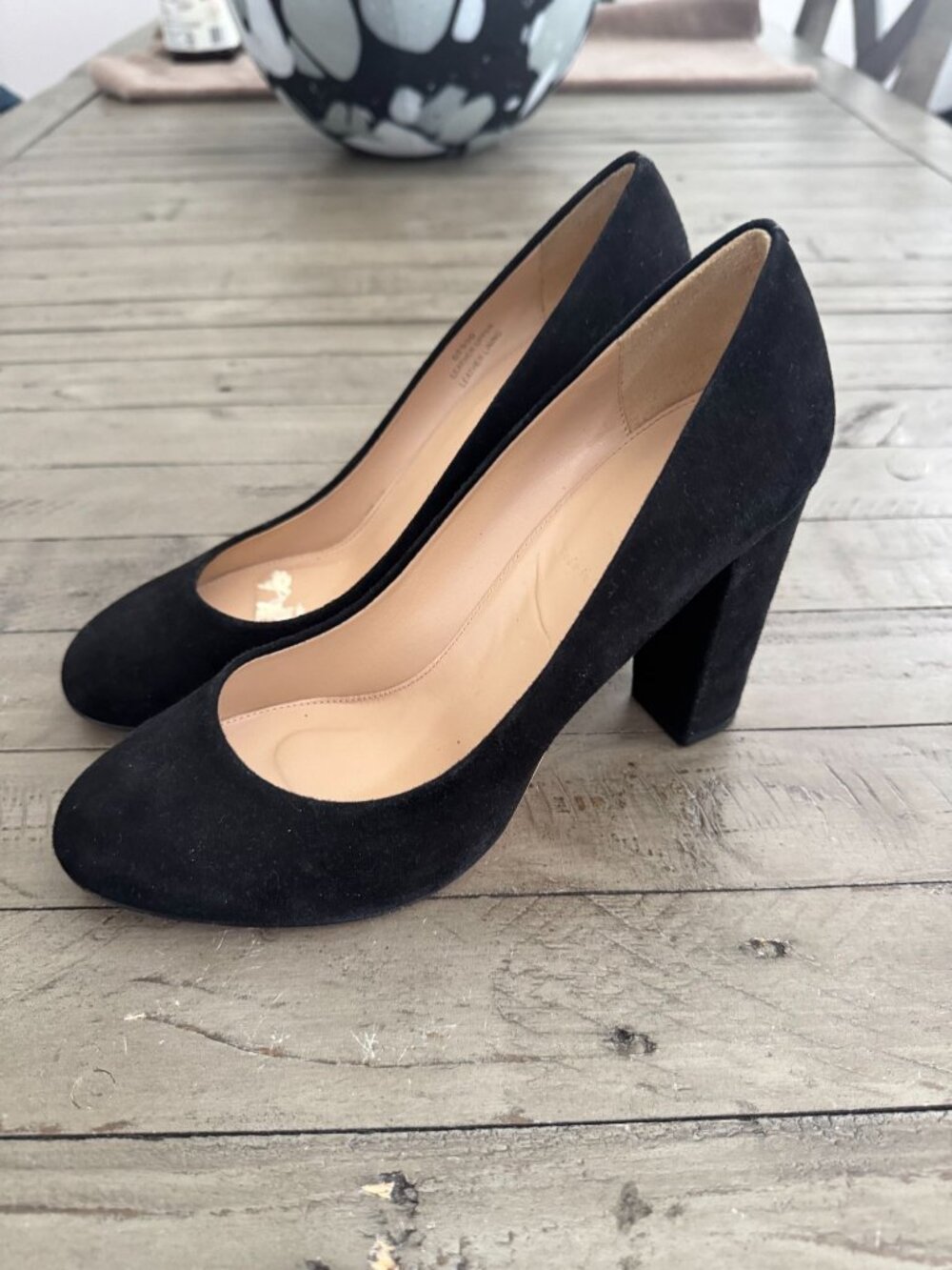 J CREW Etta Suede Pumps Heels Black Round Toe Size 9